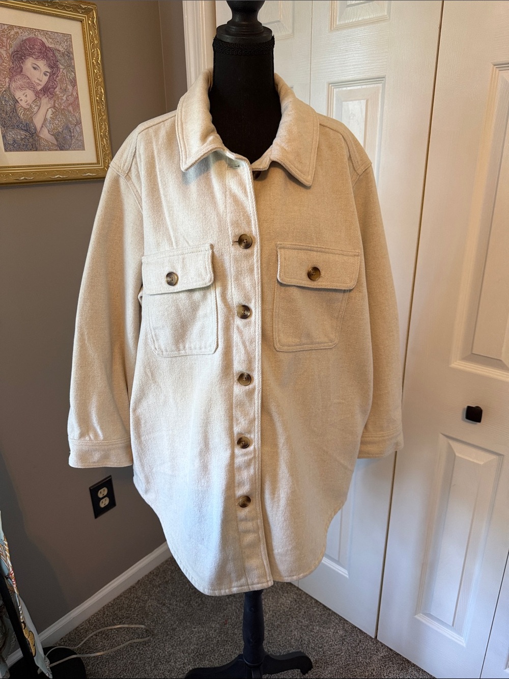 Old Navy Cream Button-Up Shacket Jacket
